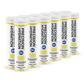 Precision Hydration Electrolyte Tablets - Multi Strength Effervescent Hydration Tablets - Combats Cramp - Low Calorie, Gluten Free, Vegan Friendly (12 Tubes, 500mg/L - Yellow Tube)