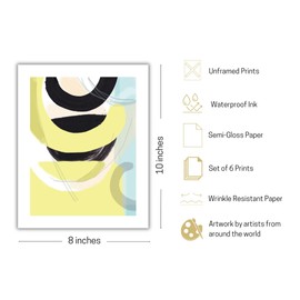 Brightlane Wall Art, Blue, Green & Yellow Abstract Prints, Set of 6 Unframed, 8x10 Inches Prints for Wall Decor, Home Decor, Wall Art for Gallery Wall, Waterproof Ink, Wrinkle Resistant