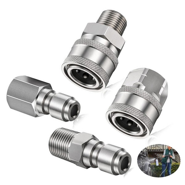 Pack of 4 Pressure Washer Coupling 1/4 Inch, Quick Coupling