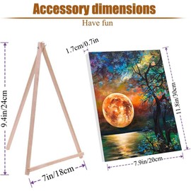 VIGEGU 4 Pack Paint by Numbers kit for Adults Framed Canvas - with Wooden Easel, Adults' Paint-by-Number Kits Mountain Lake Moon Landscape DIY Acrylic Oil Painting for Wall Decor 7.8x11.8inch