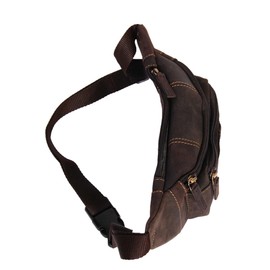 Waist Bum Bag Compact Organiser Real Leather Travel Money Pouch Fanny Pack HipKit (Oily Brown)