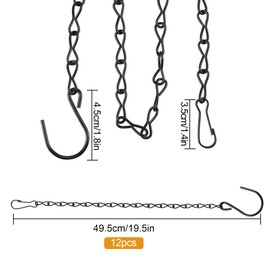 Quesuc Hanging Metal Chain 50 cm Hanging Basket Chains, Quesuc Chain for Hanging Lantern, Hanging Bird House, Bird Feed, Hanging Baskets, Lanterns Pack of 12