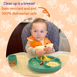 Silly Goose Silicone Training Cup, Cute Fox Design, Open Top Cup for Babies and Toddlers, Easy to Grip for Tiny Hands, Dishwasher Friendly