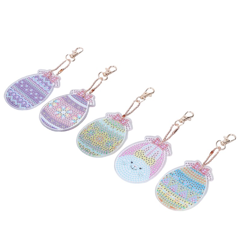 5pcs Diamond Painting Keychain Kit Handmade DIY Cute Shape 5D