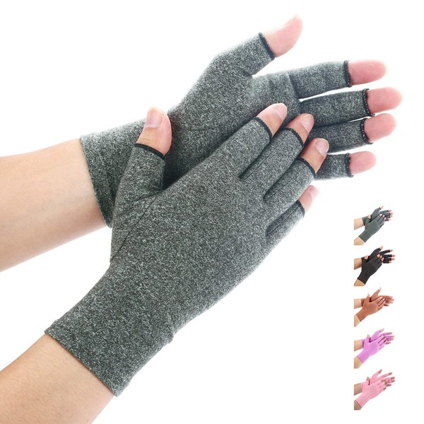 Duerer Arthritis Gloves, Compressions Gloves,Women and Men Relieve Pain from Rheumatoid, RSI, Carpal Tunnel, Hand Gloves for Dailywork, Hands and Joints Pain Relief(Grey, M)