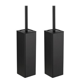 BGL Toilet Brush with Holder 2 Packs Aluminium Free Standing, Bathroom Storage and Organization Toilet Bowl Cleaner Brush and Holder, Square Design Sturdy and Space Saving