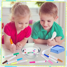 Magical Water Floating Drawings Bundle, 12 Colors Kiddies Create Magic Drawing Pens for Kids, Magical Water Painting Pen Set with Spoons & Towel, Art Markers for Tattoo, Gifts for Boys & Girls