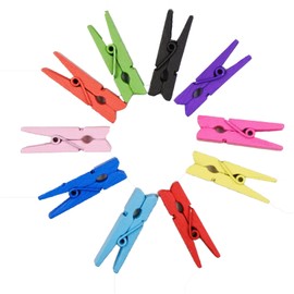 Rockreyoa Pack of 100 3.5 cm Colourful Wooden Pegs Small Wooden Clips Mini Clothes Pegs Decorative Pegs Wooden Clothes Pegs Photo Clips for Crafts DIY Crafts Green