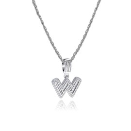 SBI Jewelry W Initial Necklace for Women Silver Alphabet A Silver Clear CZ Charm Necklace Friends Men Family Brother Sister Grandmother Birthday Christmas