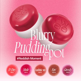 Lip&Cheek Blurry Pudding Pot | Reddish Moment - Ambitious | Makeup Blush, Buildable Lightweight, Multi-Use Soft Matte Finish | 5g