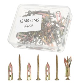 PATIKIL Self Drilling Drywall Anchors with Screws, 30 Pcs Steel Anchors & 30 Pcs Screws Kit No Drill or Holes in Wall for Fixing TV Shelf Cabinet (0.47x1.57 Inch)