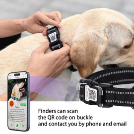 Dog Collar with QR Code, Reflective Pet Collar, Soft Neoprene Padded & Safety Locking Buckle Adjustable Dog Collar for Medium Dogs(Black,M)