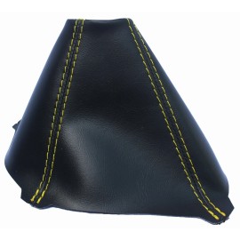 Kar Designers Fits 08-14 Dodge Challenger Vinyl Manual Shift Boot Black w/Yellow Stitch