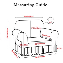 KRFOONN Printed Armchair Covers Stretch 1 Piece Sofa Couch Covers Washable Armchair Slipcovers with Skirt Spandex Sofa Chair Cover Anti Slip Couch Slipcover Furniture Protector for Living Room, A3