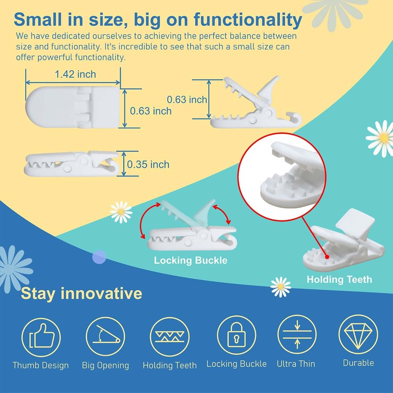 Kingwee Thumb Shower Curtain Clips, Shower Splash Guard Holders, Bathtub