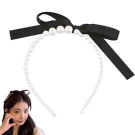 White Pearl Bow Headband Hairband for Girls Women Pearl Headbands Hair Bands Hoops Wedding Bridal Hair Accessories Hairbands for Women's Hair Band Hoop Thin Headbands for Girls Women