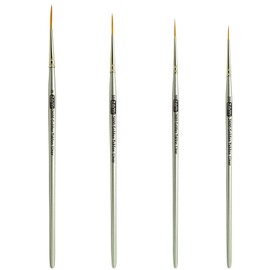 ZEM Brush Golden Taklon Multi Media Long Liner Artist Brush Set 20/0, 10/0, 5/0, 0