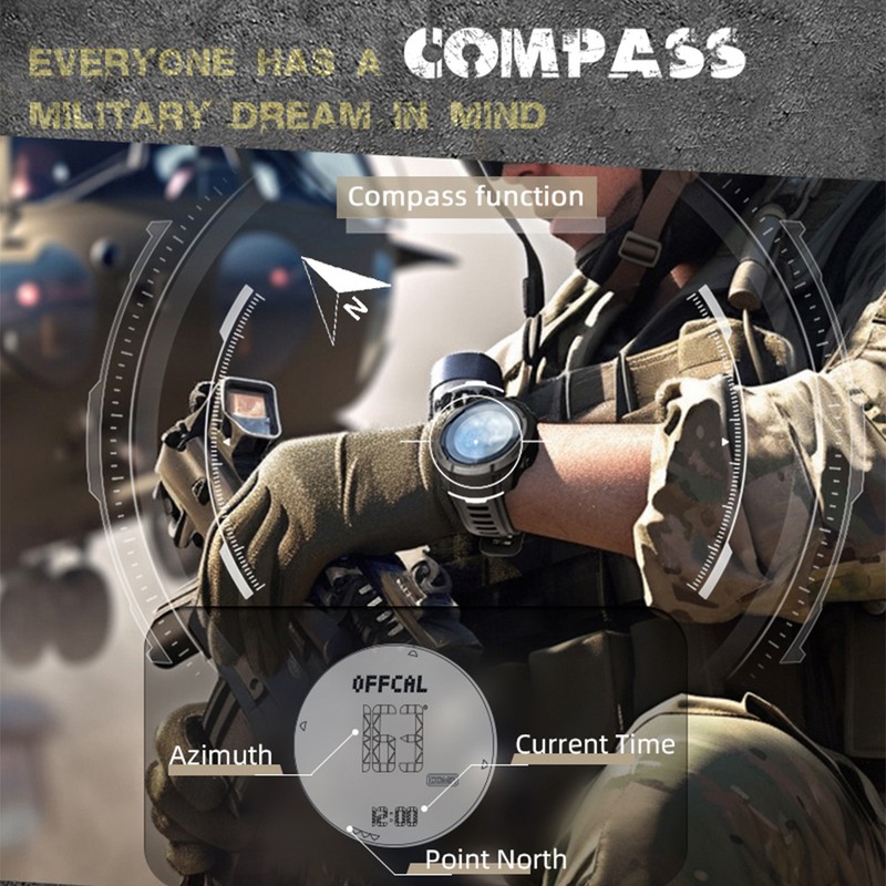 Men's Carbon Fiber Outdoor Sports Digital Watch Compass Altimeter Barometer