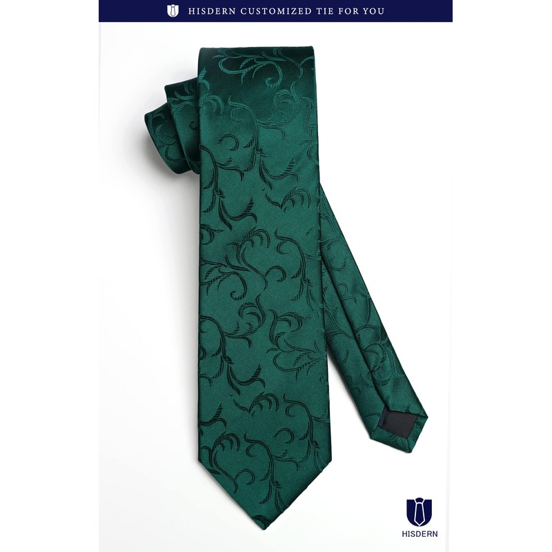Hisdern TP-01S Men’s Paisley Pattern Necktie and Square Set, Business,