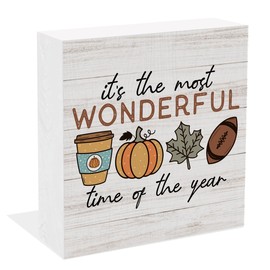 Fall Pumpkin Decorations for Home Fall Decor for Living Room Autumn Football Pumpkin Decor Kitchen Autumn Wooden Decorations for Table 5 × 5 Inches