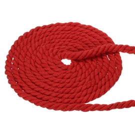 PATIKIL 1/2 Inch x 50 Feet Natural Twisted Cotton Rope 3 Strand Strong Thick Cotton Rope Tug of War Rope for Railings Crafts Home Decor, Red