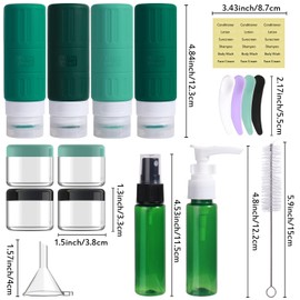 GLAMFIELDS GLAMFIELDS Travel Bottles for Toiletries,TSA Approved 3.3oz Size LeakProof Silicone Toiletry Containers for Shampoo, Conditioner,Easy to SqueezePortable Travel Essentials for Lotion(18 Pack) Green