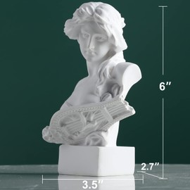 Musical Greek Goddess Statue Decor,6 Inch Roman Bust Sculpture Home Decor,White Resin Artemis Statues for Home Decor Coffee Table Office Living Room Collection Figurines Greek Mythology Art Decoration