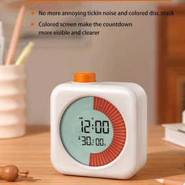 Digital Visual Timer,60-Minute Countdown Timer,Time Management Tool with Timer for Kids,Hour Clock Alarm,Timer for Home,Kitchen,Indoor,or Office (White)