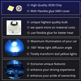 WLJH 10x Ice Blue T4.2 Neo Wedge Led 3030 Chip 10mm Base Car Instrument Cluster Led Bulb Dashboard Gauge Bulb HVAC AC Heater Climate Control Lamps Switch Indication Interior Light Replacement