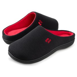 RockDove Men's Original Two-Tone Memory Foam Slipper, Size 10.5 US Men, Black/Red