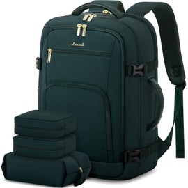 LOVEVOOK Travel Backpack For Women Flight Approved, 50L Large Carry On Backpack For Airplanes, Personal Item Travel Bag, Waterproof 18 Inch Laptop Backpack For Business Weekender Overnight, 4Pcs Set