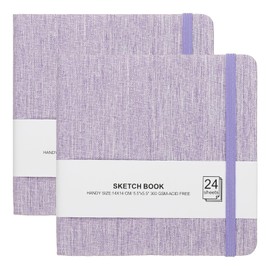 PATIKIL 5.5x5.5" Watercolor Sketchbook, 2Pcs 24 Sheet 300GSM/203lb Watercolor Paper Sketchbooks Acid Free Watercolor Journal Hardcover Artists Paper Pads for Painting, Light Purple