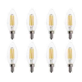 Xtricity B11 LED Bulb with E12 Base, 3.5W Torpedo Filament Chandelier Bulb, 40W Equivalent, 300 Lumens, B11 Bulb Soft White 3000K, Dimmable, 120V, Candelabra Base, Clear Glass, (8 Pack)