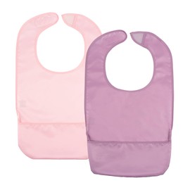 Tiny Twinkle 2 Pack of Premium Bibs for Adult Men, Women and Teens; Clothing Protector for Elderly and Special Needs Size Large (Lilac, Pink)