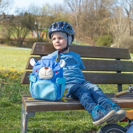 sigikid, boys and girls, mini backpack, bear motif, blue, 24918