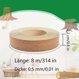 Oak Edge Iron On Edge Oak Edging Roll Solid Wood Veneer Edge Protector 22mm x 8m