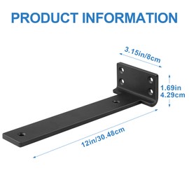 Heavy Duty Shelf Brackets, Floating Shelf Bracket 12 inch 6 Pack L Brackets for Shelves Black Metal Support Bracket for DIY Decorative with Screws