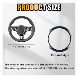 JOYCOURT Bling Soft Leather Steering Wheel Cover, 15 Inch Colorful Rhinestones Auto Elastic Protector with Crystal Diamond for Women Girls, Car Accessories for Most Cars, SUVs (White)