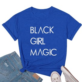 Black Pride Melanin Shirt for Women African American Graphic Black History Month Celebration T-Shirt Holiday Casual Cotton Tee Teen Girl Juneteenth Gifts Tops(Sapphire Blue-XXL)