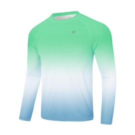 Huayuzh Rashguard UV Shirt Men's Long-Sleeved Swimming T-Shirt Quick-Drying Breathable Surfing Fishing Hiking Top, 12-gradient colour: green