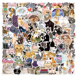 100 Pcs Lovely Little Cat Stickers, Cartoon Cute Animal Kitty Sticker for Kids Boys Girls Adult, Durable Aesthetic Decals for Water Bottle Laptop Skateboard Bicycle Motorbike Car Computer Scrapbook