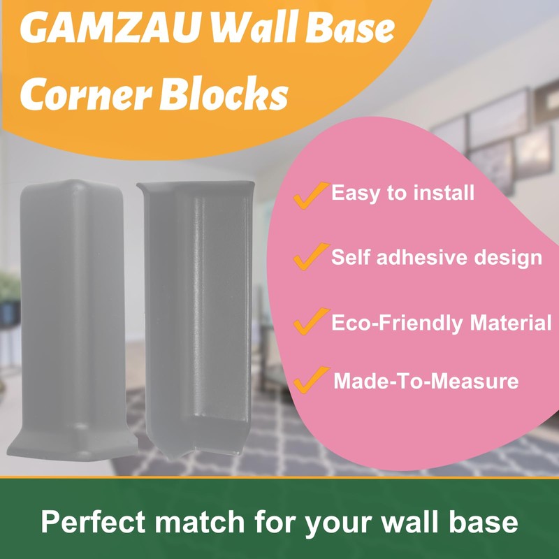 GAMZAU Baseboard Corner Blocks 6inch Height, Self Adhesive 3 Inside