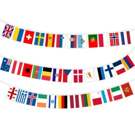 Eurovision Bunting,Eurovision Party Decorations Bunting Banner,Eurovision European Flag Bunting 37 European Flags Bunting Eurovision Song Contest Decorations for Garden Bar,Eurovision Party Supplies