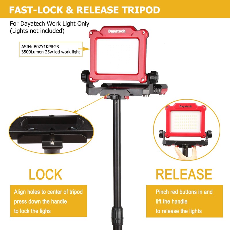 DAYATECH Adjustable Tripod Stand for LED Flood Light, Black, 5