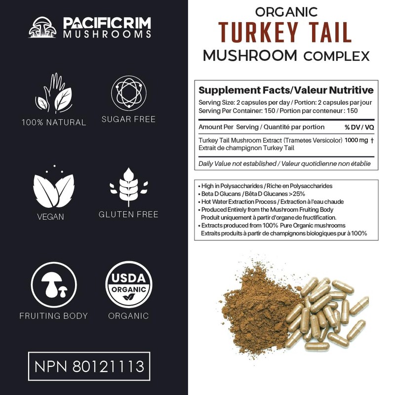 Pacific Rim Mushrooms Turkey Tail Supplement | High Potency 10:1