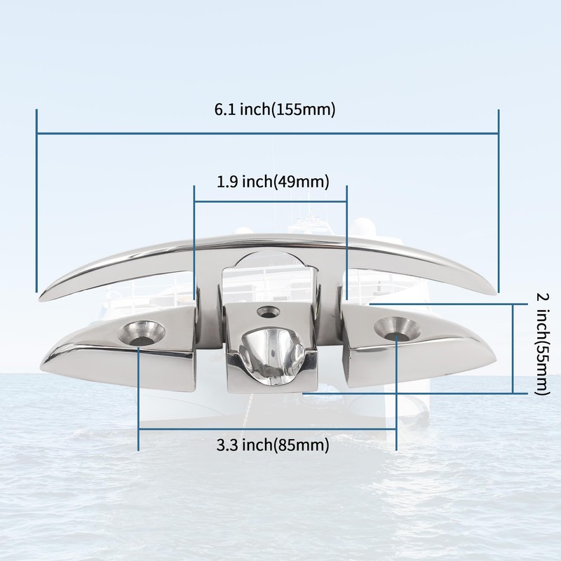 MEMUME Folding Boat Cleats 5 inch 6 inch 316 Stainless