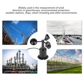 KIMISS Wind Speed Sensor Polycarbonate 0-70M S Ambient Signal Output Pulse Type Three Cups Anemometer