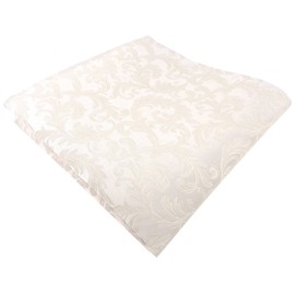 TigerTie Silk Pocket Handkerchief Cream Beige Mother of Pearl Tendril Pattern Size 25 x 25 cm, Cream beige mother of pearl