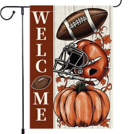 Fall Thanksgiving Garden Flags 12x18 Inch Vertical Double Sided, Pumpkin Autumn Football Sports Game Day Sign Welcome Seasonal Yard Outside Decoration