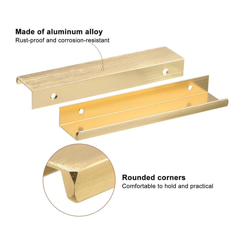 sourcing map Cabinet Finger Edge Pull, 10pcs 150mm/5.91 Aluminum Alloy